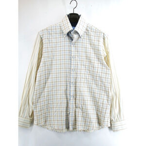 Pal Zileri Shirt Mens Yellow Button up Check Made In Italy Size L 41 42 Sport